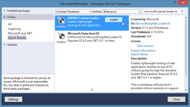 Microsoft AspNet Loader in NuGet